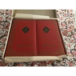 VTG Red Vinyl Scroll Design Tri Fold All In One Address Book Calendar Notepad